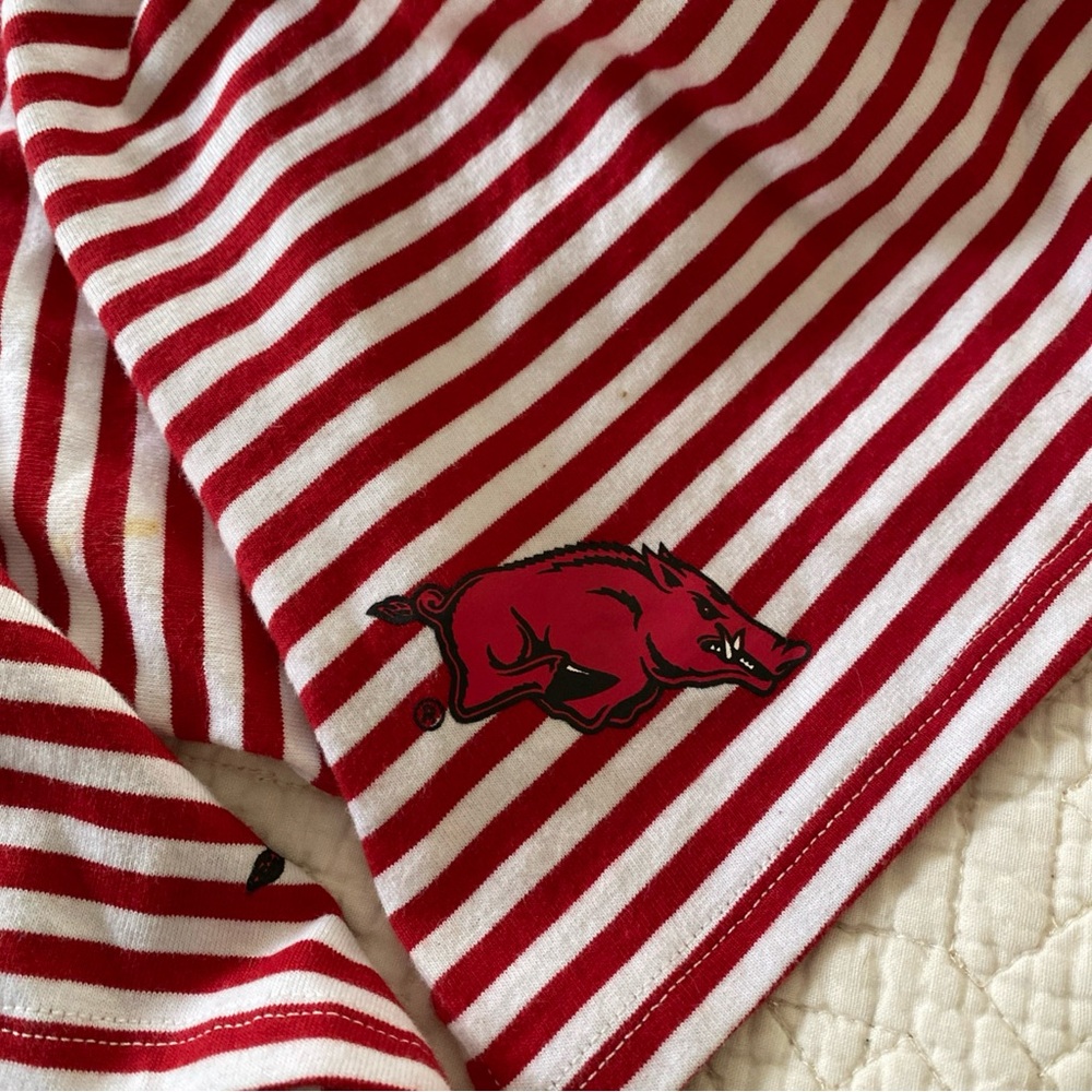 Arkansas Razorbacks women’s Open Front Vest Hog Logo red white stripes Small Med - Picture 9 of 13